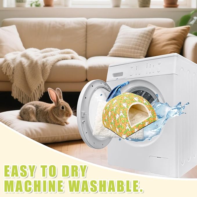 UPINS Rabbit Hideout,Large Bunny Hideout Bed Washable Rabbit Bed House for Guinea Pig Hamster Squirrel Ferret Hedgehog Chinchilla Cozy Cage Accessories