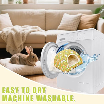 UPINS Rabbit Hideout,Large Bunny Hideout Bed Washable Rabbit Bed House for Guinea Pig Hamster Squirrel Ferret Hedgehog Chinchilla Cozy Cage Accessories