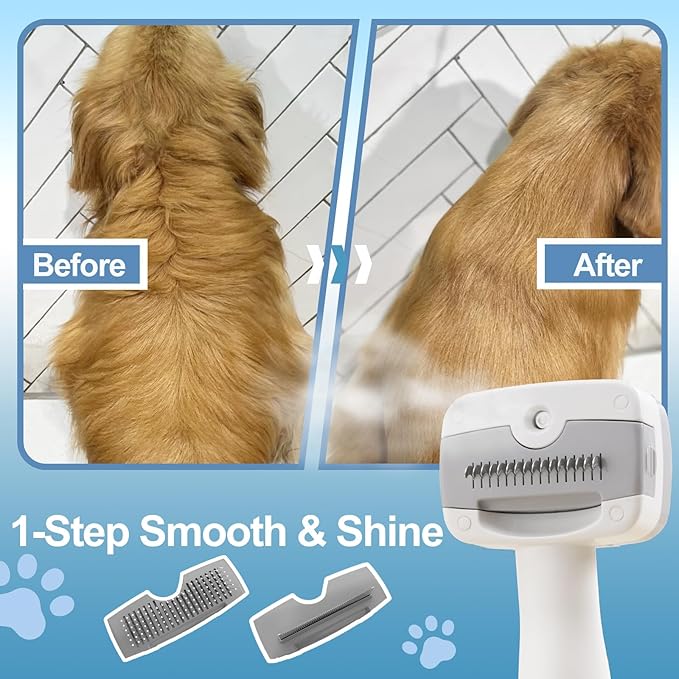 5-in-1 Pet Steam Brush for Dogs & Cats-Self-Cleaning Steam Dog Brush with 3 Swap-in Heads (Grooming, Dematting, Deshedding),Cat Spray Hair Removal Comb,Includes Pet Essence & Storage Case