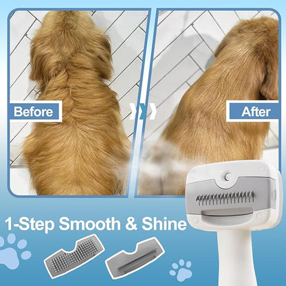 5-in-1 Pet Steam Brush for Dogs & Cats-Self-Cleaning Steam Dog Brush with 3 Swap-in Heads (Grooming, Dematting, Deshedding),Cat Spray Hair Removal Comb,Includes Pet Essence & Storage Case