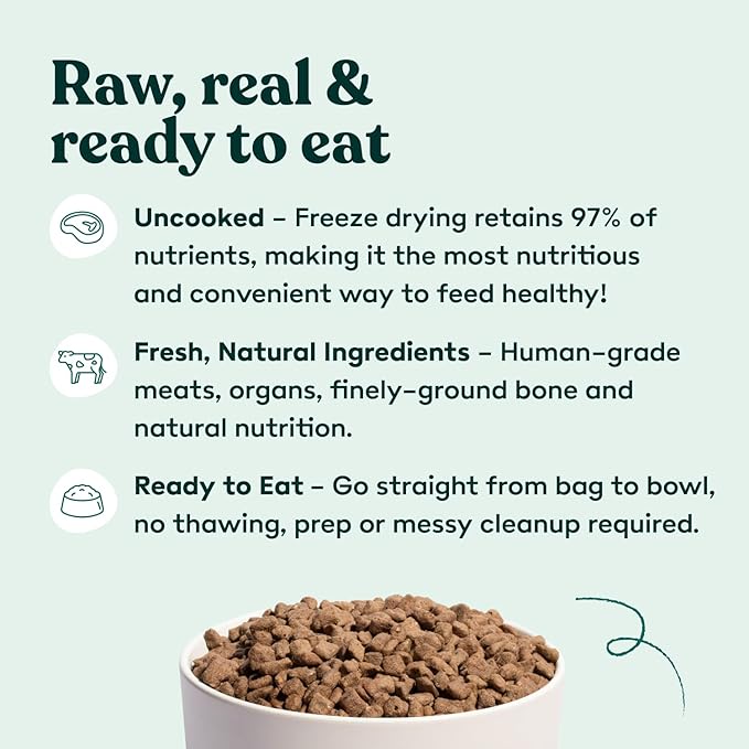 Little Hunter Freeze Dried Turkey Raw Dog Food | Grain Free, Limited Ingredient, Single Protein Meal or Mix in Topper | Novel Protein Kibble Alternative | 15 oz Bag