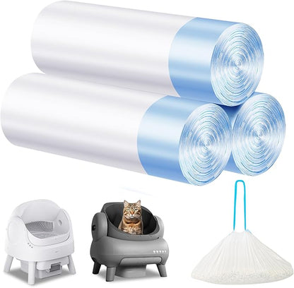 Cat Litter Bags 60 Count,26.37"x15.74" Drawstring Close Litter Box Liners for Automatic Litter Box,Thick Cat Poop Bags,Easy to Clean,Heavy Duty Robot Bag for Self-Cleaning Box