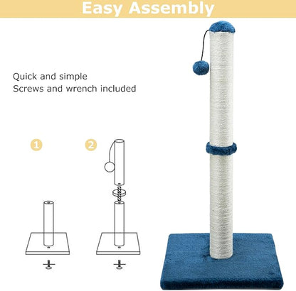 Dimaka 29" Tall Cat Scratching Post, Claw Scratcher with Sisal Rope and Covered with Soft Smooth Plush