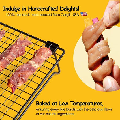 ASMPET Dog Treats Chews, Duck Wrapped Sweet Potato and Purple Potato, Gluten and Grain Free 10.6 oz