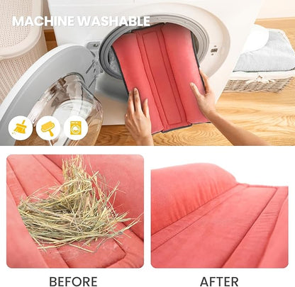 Rabbit Bed, Washable Bunny Pillow, Reversible Lounger Pad, Soft Small Animal Bedding, Stress Relief Pet Mat for Kittens, Guinea Pigs, Puppies