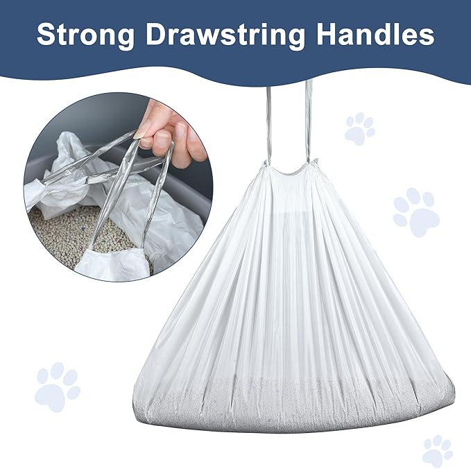 80 Pack Self-Cleaning Cat Litter Box Liners Replacement Kitty Waste Bags Drawstring Waste Bags for Automatic Self-Cleaning Cat Litter Box