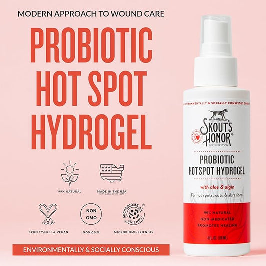 SKOUT'S HONOR Probiotic Hot Spot Hydrogel - Natural Hot Spot Treatment, Soothes and Heals Wounds, Burns, and Irritated Skin, Safe for All Skin Types, 4oz