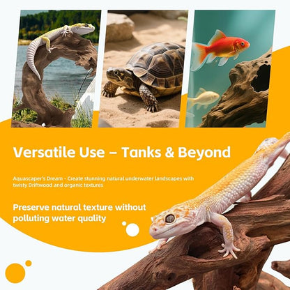 EFFIELER Natural Driftwood for Aquarium Decor – Real Wood Branches for Fish Tank, Reptile Habitat, Terrarium, Hermit Crab, Shrimp Tank,Safe for Aquatic Pets – Unique Size (7-11Inch, 3-Pack)