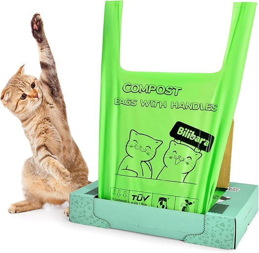 Biodegradable Poop Bags for Cat - 110 Count, Durable Cat Litter Bags for Poop with Handles, Scented Poop Bags for Litter Box, Leakproof Cat Waste Bags