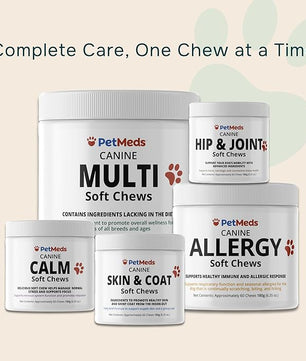 PetMeds Skin & Coat Supplement for Dogs - Fish Oil, Omega 3, Vitamin E, & Biotin for Dry, Itchy Skin & Shedding Relief - Healthy Skin & Shiny Coat - Beef & Sweet Potato Flavor - 60 Soft Chews