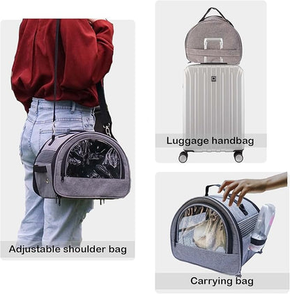 Rabbit Carrier, Small Pet Carriers for Guinea Pig Hamster Bird Bunny Bearded Dragon Kitty, Animal Bag with Stable Handle and Waterproof Pad, Easy Travel and Vet Visit-Small
