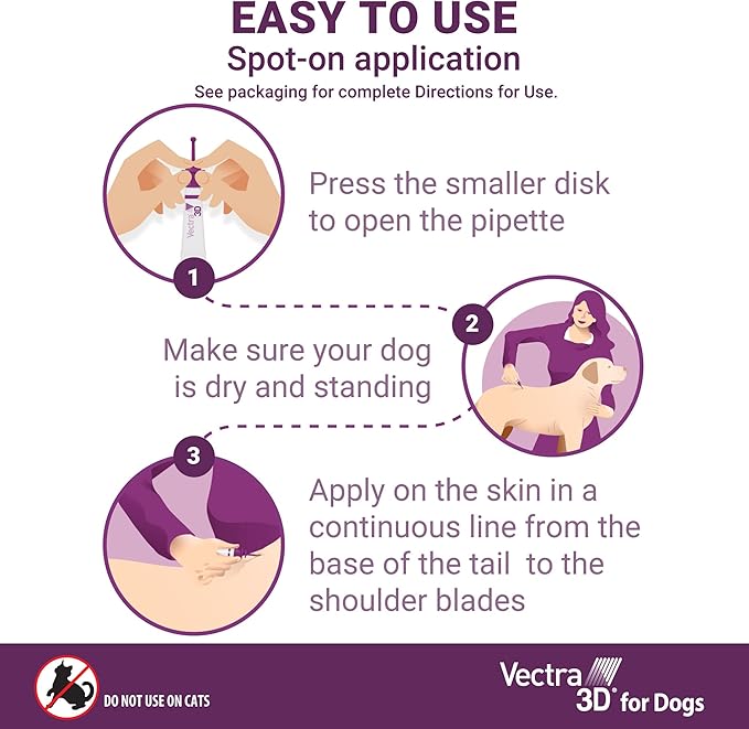 Vectra 3D for Dogs Flea, Tick & Mosquito Treatment & Prevention for Small Dogs (11 – 20 lbs) , 6 month supply
