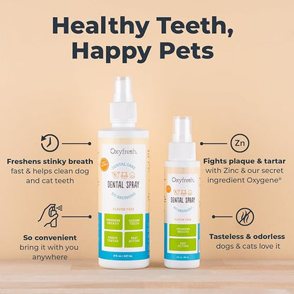 Oxyfresh Advanced Pet Dental Spray – Instant Dog and Cat Fresh Breath: Easiest No Brushing Pet Dental Solution for Dogs and Cats – Best Way to Fight Plaque, Keep Teeth & Gums Healthy, 8oz.