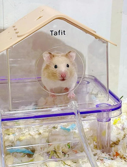 TUTU&LELE Hamster Hideout, Tiny House Nest, Starry Sky Habitat, Plush Cushion Bed for Dwarf Hamsters, Mice, Gerbils to Play, Sleep and Rest (Coffee)