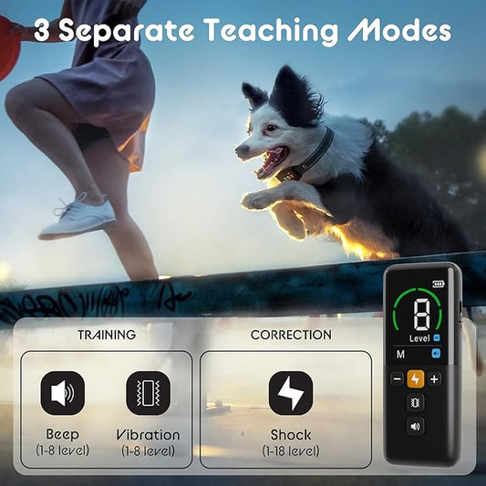 Dog Training Collar Shock Collars for Dogs with Remote 2600 Ft Remote Control Range 4 Modes Beep Vibration Shock Built-in Bright Led Light Rechargeable Waterproof (Full Dark, for 1 Dog)