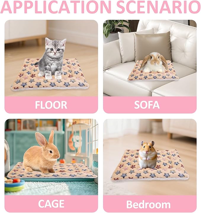 2PCS Guinea Pig Bed Mat, Washable Small Animal Bed, Bunny Rabbit Pillow Blanket(12.6 x 9.8 Inch)