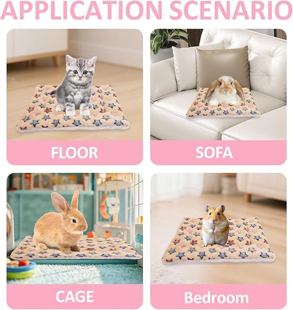 2PCS Guinea Pig Bed Mat, Washable Small Animal Bed, Bunny Rabbit Pillow Blanket(12.6 x 9.8 Inch)