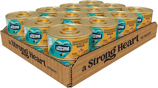 A Strong Heart Canned Wet Cat Food, Chicken Shreds with Organ Meat in Sauce -3 oz Cans (Pack of 24), Made in The USA with Real Chicken