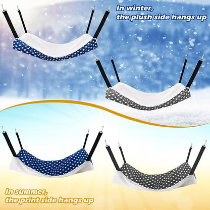 2 Pieces Reversible Cat Hanging Hammock Soft Breathable Pet Cage Hammock with Adjustable Straps and Metal Hooks Double Sided Hanging Bed for Small Dogs Rabbits(Pentagram,L)