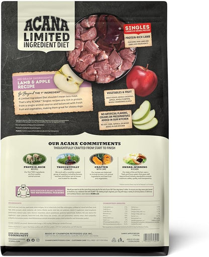 ACANA Singles Limited Ingredient Grain Free High Protein Dry Dog Food Lamb & Apple Recipe 4.5lb Bag