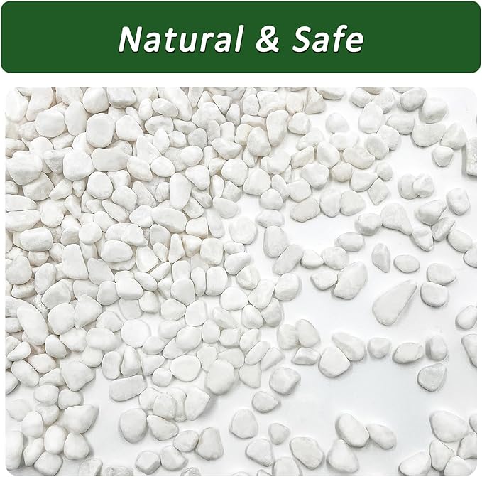 BXI 2.2 Lbs Small Aquarium Substrate Gravel Sand, Polished Smooth Fish Tank Gravel, Colorfast Uncoated White Natural Pebbles, Decorative Stones for Vase Fillers, Fairy Garden, Potted Plants