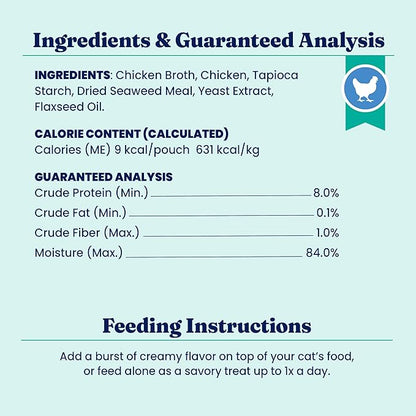 Solid Gold Lickable Cat Treats - Limited Ingredient Chicken SeaMeal™ Squeezable Healthy Cat Treats for Indoor Cats - Snack & Topper Squeeze Ups for Cats w/Seaweed for Gut & Immune Support - 3oz/30ct