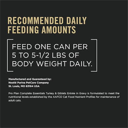 Purina Pro Plan Complete Essentials High Protein Cat Food Wet Turkey and Giblets Entree - (Pack of 24) 5.5 oz. Cans