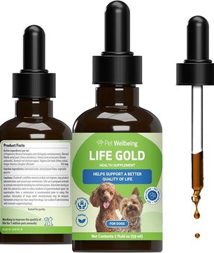 Pet Wellbeing Life Gold for Dogs - Vet-Formulated - Immune Support and Antioxidant Protection - Natural Herbal Supplement 2 oz (59 ml)