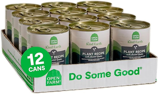 Open Farm Canned Dog Food, Plant Based Paté for Complete & Balanced Nutrition, Non-GMO Ancient Grains, Lentils and Vegetables, Plant Based Recipe, 12.5oz Cans (Pack of 12)