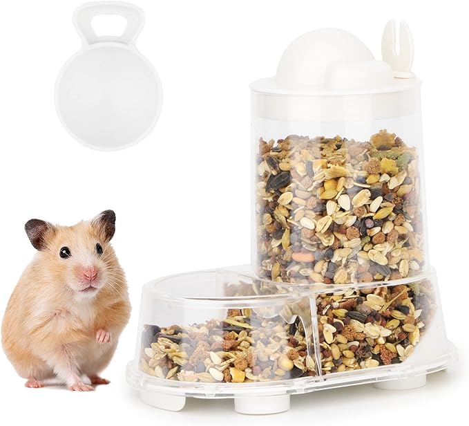 Wontee Hamster Feeder Food Bowl Automatic Dispenser for Dwarf Syrian Hamsters Mice Gerbils Rats or Other Similar-Sized Small Pets