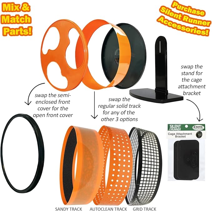 Silent Runner 12" Regular | Wheel + Cage Attachment | Sugar Gliders, Hamsters, Rats