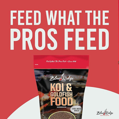 Blue Ridge Koi Fish Food 2lb - Cool Water Wheat 3/16", Fall and Winter Floating Pond Pellets, Ponds Fish Food