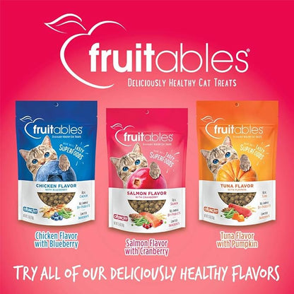 Fruitables Cat Treats Crunchy Salmon & Cranberry Cat Treats Healthy Low Calorie, High Protein Wheat, Corn & Soy Free 30 Ounces