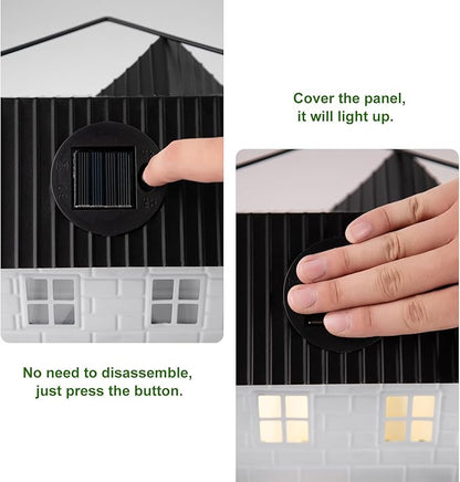 Solar Bird Feeder for Outdoors Hanging, Squirrel Proof Bird Feeders, Metal Solar Bird Feeder House, Wild Bird Feeders for Finch Cardinal Chickadee, Large Capacity, Durable & Weatherproof