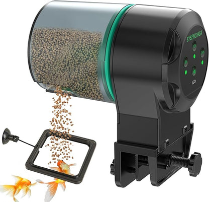 Automatic Fish Feeder for Aquarium, Auto Food Dispenser with Timer, 250 ml Fishs Feeder for Pellets Granules & Strips, Automatic Fish Dispenser for Small Tank, Big Aquariums & Pond
