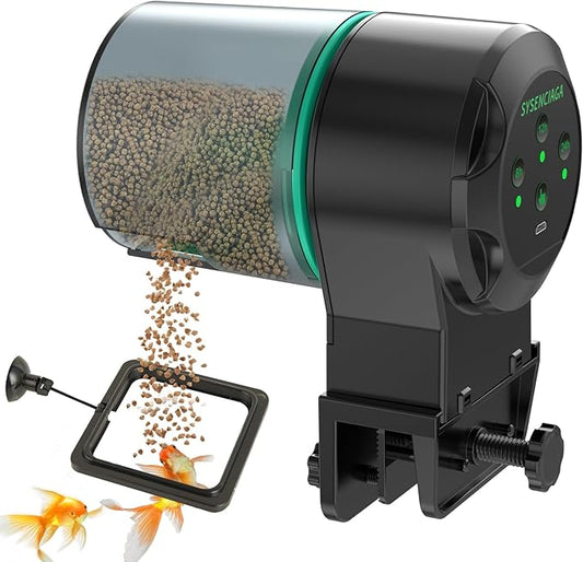 Automatic Fish Feeder for Aquarium, Auto Food Dispenser with Timer, 250 ml Fishs Feeder for Pellets Granules & Strips, Automatic Fish Dispenser for Small Tank, Big Aquariums & Pond