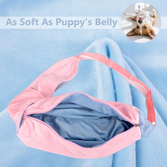 Dog Sling Carrier for Small Dogs, Hands-Free Puppy Carrier for Pet 0-15 lbs, Lightweight Cuddler Pouch, Comfortable Fleece Slings for Small Animal (Pink)
