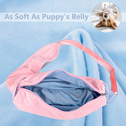 Dog Sling Carrier for Small Dogs, Hands-Free Puppy Carrier for Pet 0-15 lbs, Lightweight Cuddler Pouch, Comfortable Fleece Slings for Small Animal (Pink)