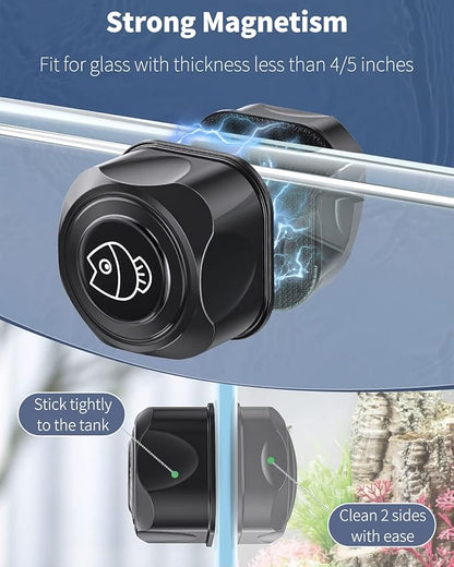 Pawfly 2 Inch Algae Scraper Aquarium Magnetic Brush Scratch-Free Scrubber for Nano Fish Tank Glass Cleaning, 2 Pack