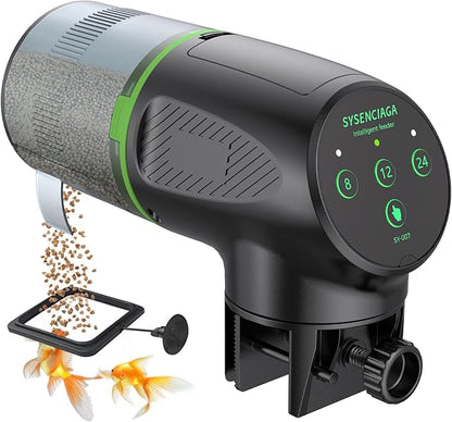 Automatic Fish Feeder for Aquarium, Auto Food Dispenser with Timer, 200 ml Fish Feeder for Pellets Granules & Strips, Automatic Fishs Dispenser for Small Tank, Big Aquariums & Pond