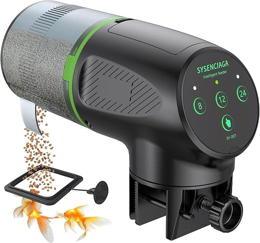 Automatic Fish Feeder for Aquarium, Auto Food Dispenser with Timer, 200 ml Fish Feeder for Pellets Granules & Strips, Automatic Fishs Dispenser for Small Tank, Big Aquariums & Pond