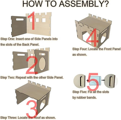 HIIMALEX Large Sturdy Bunny House with Spacious Balcony Hidey Detachable Playhouse for Rabbit Hideout Castle Tower Toys for Indoor Bunnies Guinea Pig Hamster Chinchilla Gerbil