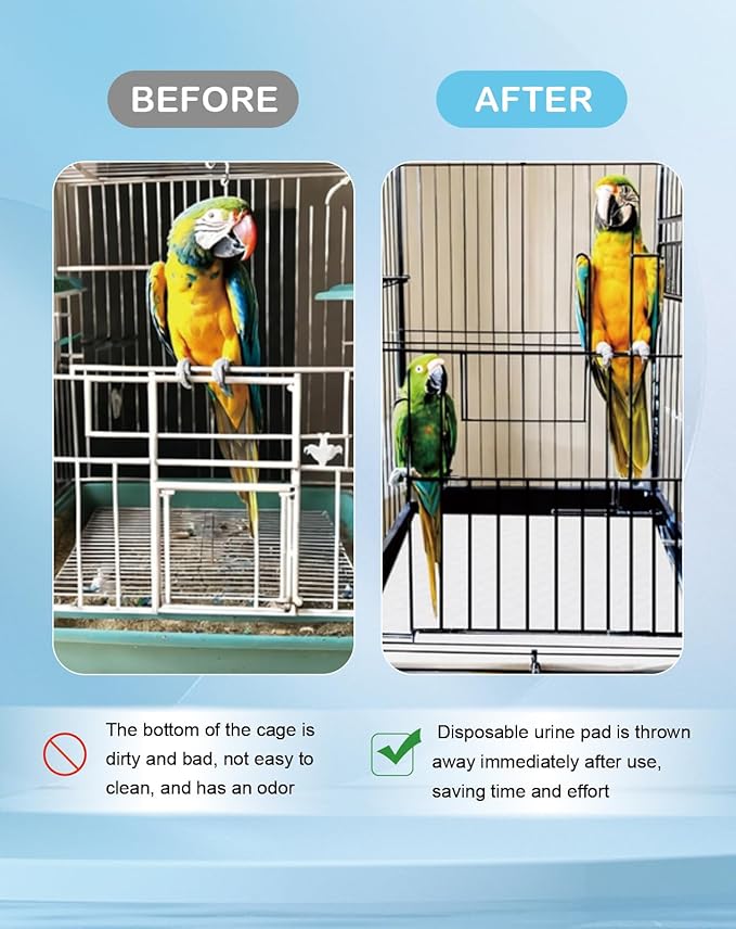 100 Pcs Disposable Bird Cage Liner 12.9" X 17.7" Birds Cage Liners Super Absorbent Birdcage Liners Parakeet Cage Training Accessories with Quick-Dry Surface for Cockatiels Canaries Parrots