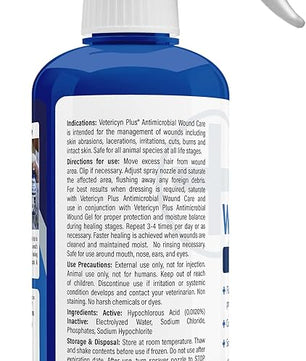 Vetericyn Plus Dog Wound Care Spray | Healing Aid and Skin Repair, Clean Wounds, Relieve Dog Skin Allergies, Safe for All Animals. 16 ounces