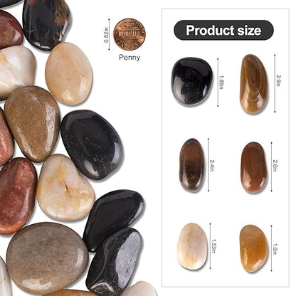 10 lbs River Stones and Pebbles can be Used for Gardening; Aquarium Rocks and Gravel are Suitable for Fish Tank decorationsand Sand Pebbles