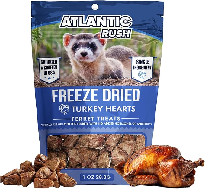 Freeze Dried Small Pet Treats - Resealable Bag of Treats for Ferrets - Ferret Snacks - Single Ingredient Ferret Food With No Preservatives Or Fillers- Small Animals Treats (1 oz, Turkey Heart)