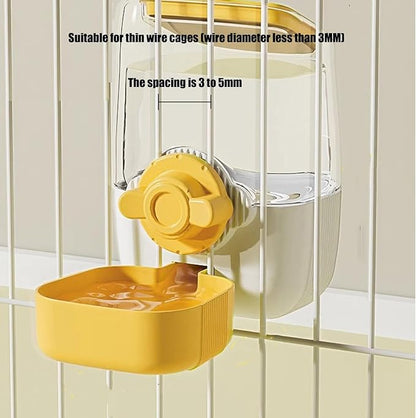 Pet Hanging Automatic Feeders Drinking Bowls，Gravity Rabbit Feeder and Water Set，Cage Cat Food Bowl Feeding Station for Puppy Kitten Chinchilla Hedgehog Guinea Pig Ferret (Yellow-Water)