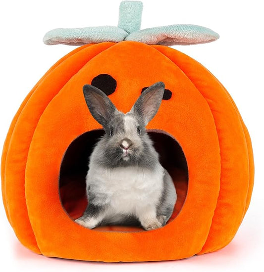 YUEPET Halloween Rabbit Bed Warm Bunny Hideout House, Cozy Washable Small Animal Hideout for Guinea Pig Rabbit Bunny Ferret Chinchilla 11.8"×11.8"