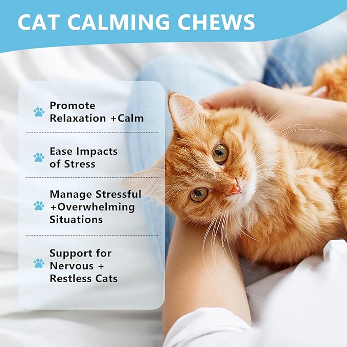Calming Chews for Cats 230ct, Cat Calming Treats - Cat Anxiety Relief, Helps Reduce Stress & Promotes Relaxation for Travel, Boarding, Vet Visits, Separation Anxiety, Prevent Bites - Chicken Flavor