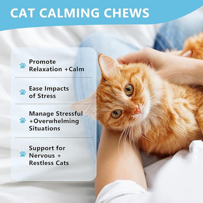 Calming Chews for Cats 230ct, Cat Calming Treats - Cat Anxiety Relief, Helps Reduce Stress & Promotes Relaxation for Travel, Boarding, Vet Visits, Separation Anxiety, Prevent Bites - Chicken Flavor